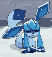 annoyed artist:commonbleat ass colored glaceon looking_at_viewer lying_down pokemon snow solo // 659x718 // 16KB