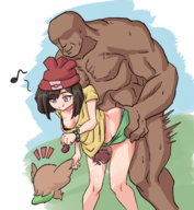 1boy 1girl artist:akarika057 black cum dark_skin pokemon rowlet // 2032x2209 // 1.1MB