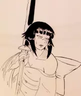 hisako killer_instinct monochrome short_hair traditional_medium // 525x624 // 57KB