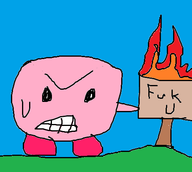 angry artist:astolfofag colored kirby kirby_(series) mspaint sign text // 488x437 // 22KB
