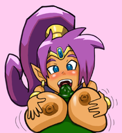 artist:mobile-kun blush breasts colored huge_breasts paizuri shantae shantae_(series) topless wayforward // 988x1080 // 486KB