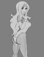 1girl artist:aikun2012 long_hair monochrome senran_kagura shiki tongue wip // 765x990 // 177KB