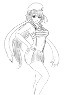 1girl artist:aikun2012 hat judith pointy_ears ponytail sailor_uniform sketch smile tales_(series) tales_of_vesperia // 750x1050 // 203KB