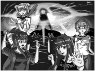 4girls artist:unknown doki_doki_literature_club! monika natsuki sayori yuri_(ddlc) // 1231x927 // 1.3MB