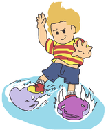 1boy artist:rider blonde_hair colored lucas mother_(series) mother_3 mspaint short_hair shorts water // 804x984 // 44KB