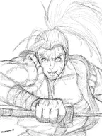 1boy artist:szeroartist facial_hair haohmaru ponytail samurai_shodown sketch sword weapon // 1668x2224 // 1.4MB