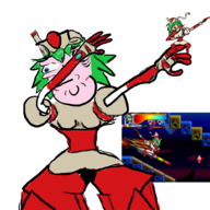 1girl blue_eyes colored dabbing green_hair marina_liteyears mischief_makers // 1000x1000 // 433KB