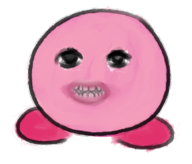 1boy artist:piopoi colored creepy kill_it_with_fire kirby kirby_(series) looking_at_viewer smile smiling // 672x573 // 245KB