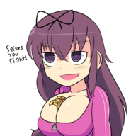 1girl artist:iggy_bomb colored long_hair murasaki parody purple_eyes purple_hair senran_kagura text // 1200x1200 // 381KB