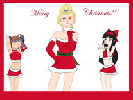 3girls artist:unknown blown_kiss charlotte christmas color heart kiss multiple_girls nakoruru rimururu samurai_shodown wink // 4160x3120 // 1.4MB