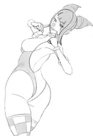 1girl artist:unknown clown juri_han leotard monochrome redraw sketch solo street_fighter thigh_highs // 1025x1500 // 194KB