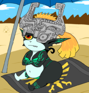 1girl artist:bonitanon ass beach bikini fat midna the_legend_of_zelda twilight_princess // 950x990 // 102KB