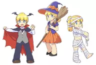 1girl bandages broom halloween_themed hat mega_man_(series) mummy roll_caskett vampire // 1200x809 // 158KB
