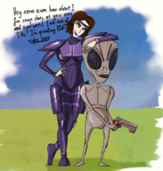 brown_hair gun sectoid short_hair shrimp text weapon xcom // 1150x1207 // 1.3MB