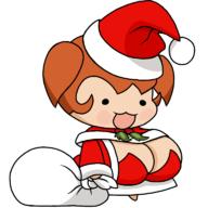 1girl artist:bonitanon bonita_zako christmas huge_breasts padoru stretch_panic // 768x768 // 160KB