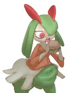 1girl artist:wapcum burger eating fat kirlia pokemon // 3227x3713 // 530KB
