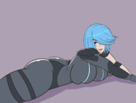 1girl alternate_breast_size artist:iggy_bomb blue_eyes blue_hair colored huge_breasts looking_at_viewer nyx quake quake_champions short_hair smile thick_thighs // 2100x1600 // 354KB
