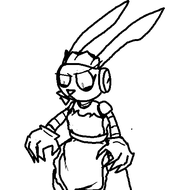 1girl anthro artist:unknown bunny jumping_flash! maid maid_outfit maid_uniform monochrome rabbit rabbit_girl robbit robot robot_girl sketch splats // 495x491 // 9.4KB