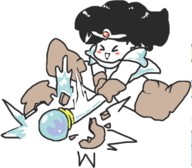 1girl artist:rider black_hair colored eyes_closed ki staff tower_of_druaga // 412x360 // 64KB