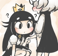 1boy 1girl artist:notepaddy bandages black_eyes black_hair blind_prince blindfold blush boner bow cape colored crown cum dress foreskin heart liar_princess long_hair penis precum short_hair sweat testicles the_liar_princess_and_the_blind_prince white_hair // 2036x1970 // 1.4MB