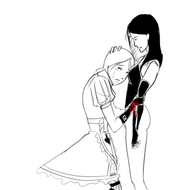 2girls alice_(series) alice_liddell comforting crossover crying female hugging marvel monochrome x-23 // 579x572 // 96KB