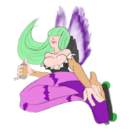 artist:go-rebus cleavage colored darkstalkers huge_breasts jet_set_radio morrigan_aensland roller_skates // 667x677 // 274KB