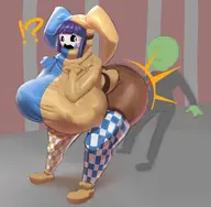 1boy 1girl anon artist:wapcum huge_ass huge_breasts jester shy_gal shy_guy super_mario // 3699x3631 // 1.0MB