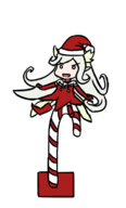 1girl boots candy candy_cane colored elbow_gloves gloves green_hair hat long_hair monster_girl_quest monstergirl pointy_ears santa_hat santa_outfit sitting sylph wings // 455x751 // 110KB