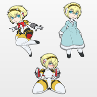 1girl aigis artist:pixelhat blonde_hair blue_eyes blush bow colored persona persona_(series) persona_3 shin_megami_tensei short_hair shortstack thick_thighs wide_hips // 4000x4000 // 1.7MB
