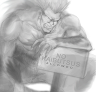blanka capcom monochrome no_fun_allowed parody reaction_image sign street_fighter // 705x676 // 356KB