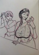 2girls artist:unknown final_fantasy final_fantasy_vii huge_breasts phone selfie tifa_lockhart yuffie_kisaragi // 3283x4608 // 17MB