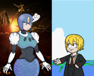 2girls artist:unknown Don_Quixote limbus_company mega_man_(series) queen_of_v_2025 splash_woman // 1236x1000 // 794KB