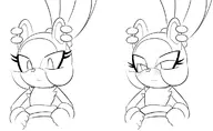 1girl 2koma artist:unknown blush comic ear_piercing eyelashes hand_on_hips lineart looking_at_viewer looking_away monochrome piercings sonic_(series) surge_the_tenrec // 1184x726 // 131KB