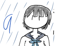 1girl artist:lunaticsoda blue_reflection colored grey_hair rain school_uniform shirai_hinako short_hair uniform // 800x655 // 276KB