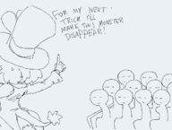 1girl animated artist:grey cum finii hat implied_fellatio monochrome omega_strikers peace_sign text // 668x506 // 129KB