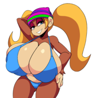 1girl artist:iggy_bomb bikini donkey_kong_(series) furry huge_breasts tiny_kong // 3000x3000 // 1.1MB