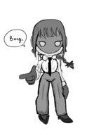 1girl artist:bad-draw braid business_suit chainsaw_man cosplay makima spiral_knights text // 1200x1600 // 440KB