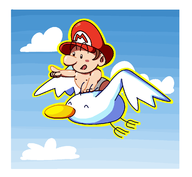 baby baby_mario black_eyes colored diaper enemy eyes_closed flying goonie happy hat super_mario yoshi's_island // 1250x1150 // 78KB