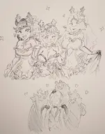 1boy 3girls artist:pikapika212 carol_holiday cleavage december_holiday dress furry kris noelle_holiday traditional_medium wedding // 828x1054 // 121KB