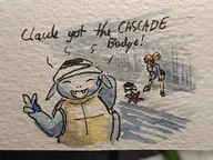 artist:unknown claude_plays_pokemon misty pokemon_rby starmie traditional_medium v_sign wartortle watercolor // 4096x3072 // 2.8MB