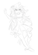 1girl albacore artist:zeniselv azur_lane lineart monochrome tripping // 759x1100 // 182KB