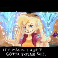 1boy 1girl bianca black_eyes blue_eyes colored parody spyro spyro_(series) text // 960x960 // 422KB