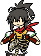 1girl artist:lunaticsoda asuka black_hair senran_kagura skeleton // 794x1084 // 20KB