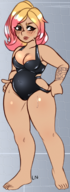 artist:lilithn cleavage colored fortnite penny swimsuit tattoo tight_clothes // 502x1368 // 614KB