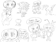 2girls dandy's_world dialogue monochrome shelly tagme text vee // 1024x768 // 285KB