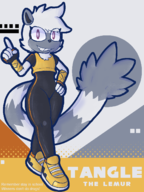 1girl artist:LizardFungus colored fluffy_tail hand_on_hips looking_at_viewer pants skintight skintight_suit smile smiling sneakers sonic_(series) suit tail tangle_the_lemur // 1140x1520 // 227KB