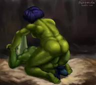 artist:arkomeda colored femdom green_skin hand_holding mona nude penis plague_knight shovel_knight_(series) // 1000x888 // 585KB