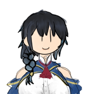 1girl aradia artist:lunaticsoda black_eyes black_hair braid colored night_of_revenge smile // 800x800 // 341KB