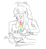 2girls artist:evilvileveil blush hair_bun hat heart_pupils hilda_(pokemon) pokemon pokemon_bw pokemon_bw2 ponytail rosa sketch // 390x410 // 76KB