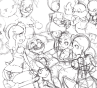2boys 8girls artist:i.n. breasts captain_syrup lady_bow luigi luma mario mushroom panties pauline princess_daisy princess_peach rosalina super_mario toadette wendy_o._koopa wip // 730x660 // 414KB